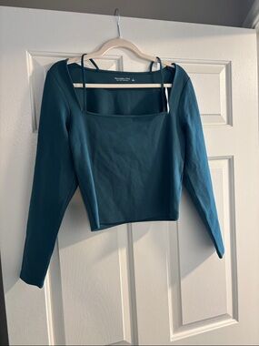 Abercrombie & Fitch Teal Long-Sleeve Square Neck Top